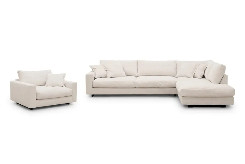 Valencia Soffgrupp Extra Djup 4-sits Schäslong Höger + Fåtölj, Offwhite