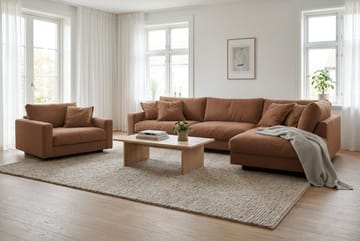 Valencia Soffgrupp Extra Djup 4-sits Schäslong Höger + Fåtölj - Rostbrun - Möbler - Soffa - Soffgrupp