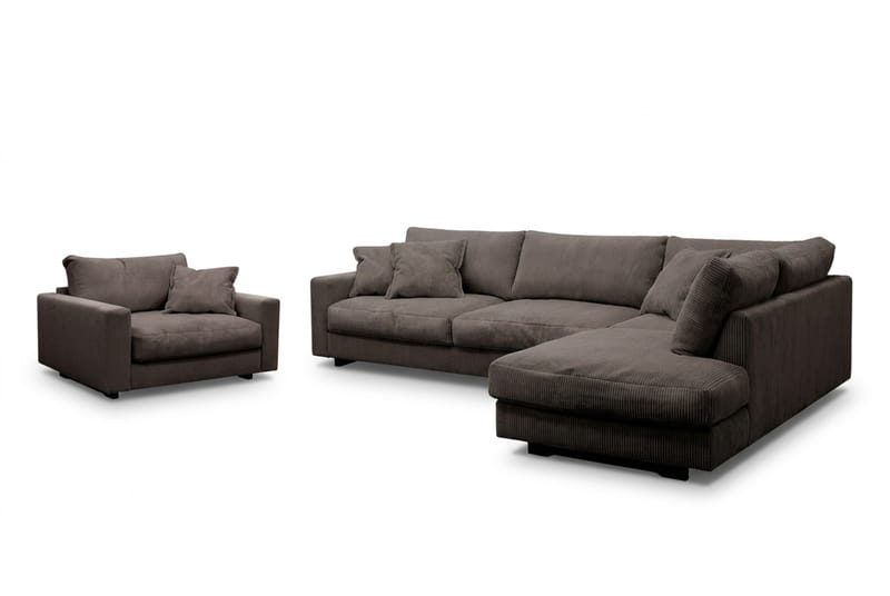 Valencia Soffgrupp Extra Djup 4-sits Schäslong Höger + Fåtölj - Taupe - Möbler - Soffa - Soffgrupp