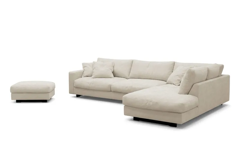 Valencia Soffgrupp Extra Djup 4-sits Schäslong Höger + Fotpall - Beige - Möbler - Soffa - Soffgrupp