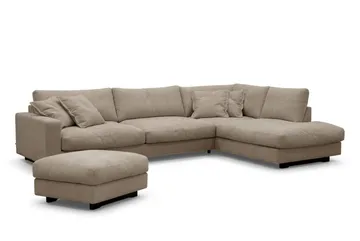 Valencia Soffgrupp Extra Djup 4-sits Schäslong Höger + Fotpall - Brun - Möbler - Soffa - Soffgrupp