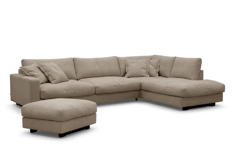 Valencia Soffgrupp Extra Djup 4-sits Schäslong Höger + Fotpall - Brun - Möbler - Soffa - Soffgrupp
