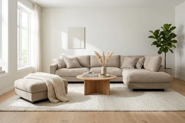 Valencia Soffgrupp Extra Djup 4-sits Schäslong Höger + Fotpall - Brun - Möbler - Soffa - Soffgrupp