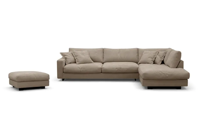 Valencia Soffgrupp Extra Djup 4-sits Schäslong Höger + Fotpall, Brun