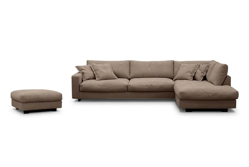 Valencia Soffgrupp Extra Djup 4-sits Schäslong Höger + Fotpall - Mörkbrun - Möbler - Soffa - Soffgrupp