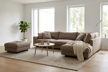 Valencia Soffgrupp Extra Djup 4-sits Schäslong Höger + Fotpall - Mörkbrun - Möbler - Soffa - Soffgrupp