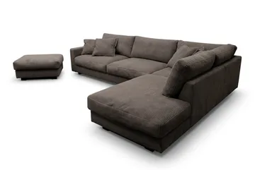 Valencia Soffgrupp Extra Djup 4-sits Schäslong Höger + Fotpall - Taupe - Möbler - Soffa - Soffgrupp