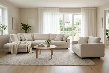Valencia Soffgrupp Extra Djup 4-sits Schäslong Vänster + Fåtölj - Beige - Möbler - Soffa - Soffgrupp