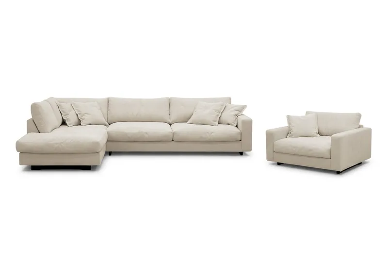 Valencia Soffgrupp Extra Djup 4-sits Schäslong Vänster + Fåtölj, Beige