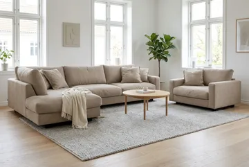 Valencia Soffgrupp Extra Djup 4-sits Schäslong Vänster + Fåtölj - Brun - Möbler - Soffa - Soffgrupp
