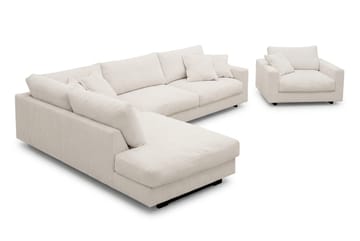 Valencia Soffgrupp Extra Djup 4-sits Schäslong Vänster + Fåtölj - Offwhite - Möbler - Soffa - Soffgrupp