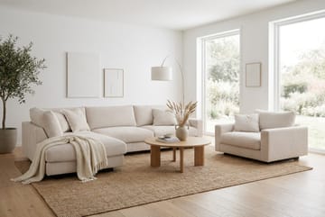 Valencia Soffgrupp Extra Djup 4-sits Schäslong Vänster + Fåtölj - Offwhite - Möbler - Soffa - Soffgrupp
