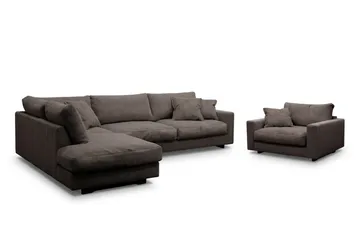 Valencia Soffgrupp Extra Djup 4-sits Schäslong Vänster + Fåtölj - Taupe - Möbler - Soffa - Soffgrupp