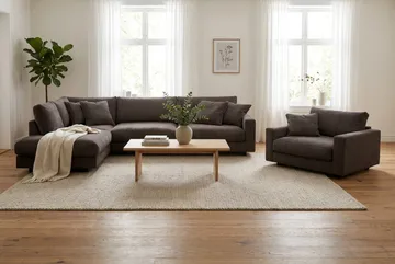 Valencia Soffgrupp Extra Djup 4-sits Schäslong Vänster + Fåtölj - Taupe - Möbler - Soffa - Soffgrupp
