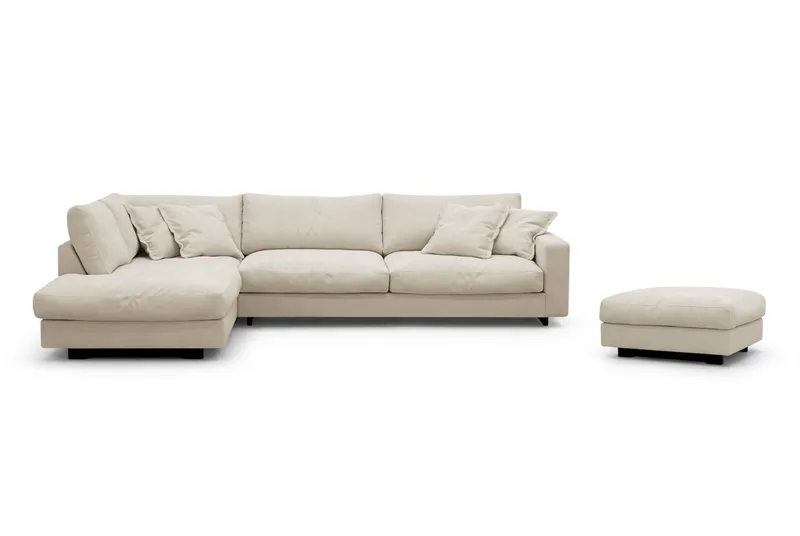 Valencia Soffgrupp Extra Djup 4-sits Schäslong Vänster + Fotpall, Beige