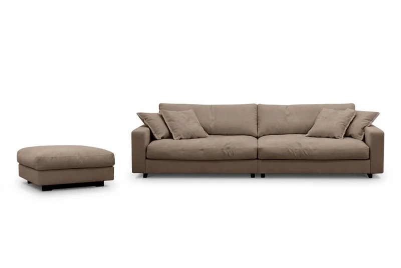 Valencia Soffgrupp Extra Djup 4-sits Soffa + Fotpall, Mörkbrun