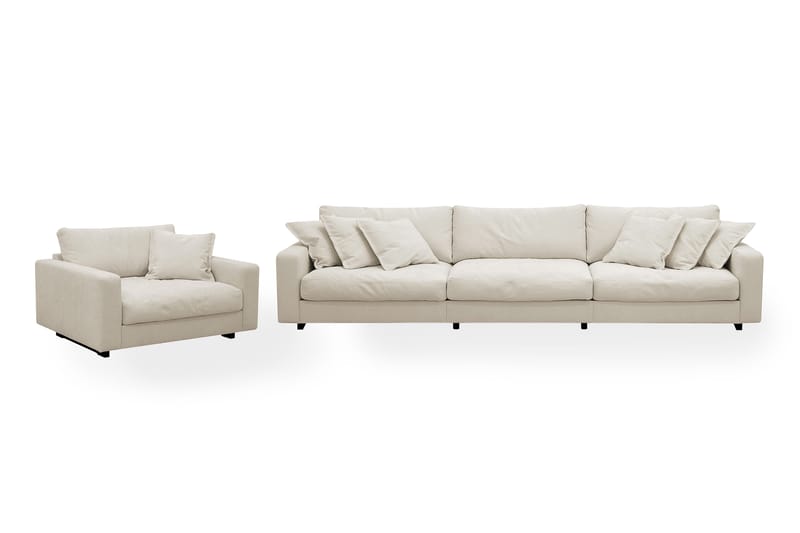 Valencia Soffgrupp Extra Djup 5-sits Soffa + Fåtölj i Chenille, Beige