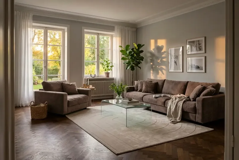 Valencia Soffgrupp Extra Djup 5-sits Soffa + Fåtölj i Chenille - Mörkbrun - Möbler - Soffa - Soffgrupp