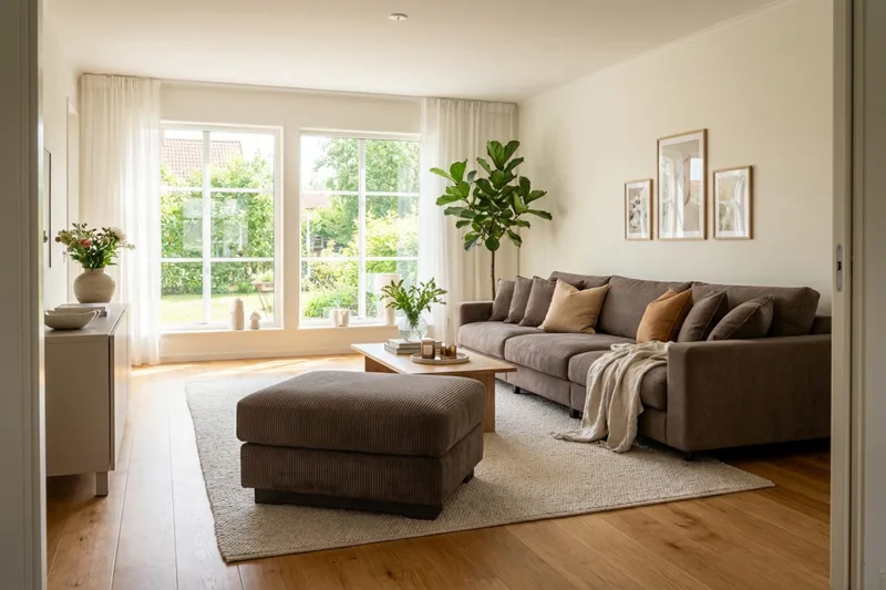 Valencia Soffgrupp Extra Djup 5-sits Soffa + Fotpall - Brun - Möbler - Soffa - Hörnsoffa