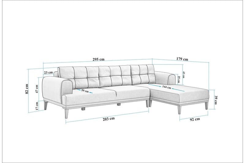 Valsot 4-sits Soffa med Divan - Antracit - Möbler - Soffa - Divansoffor & schäslongsoffa