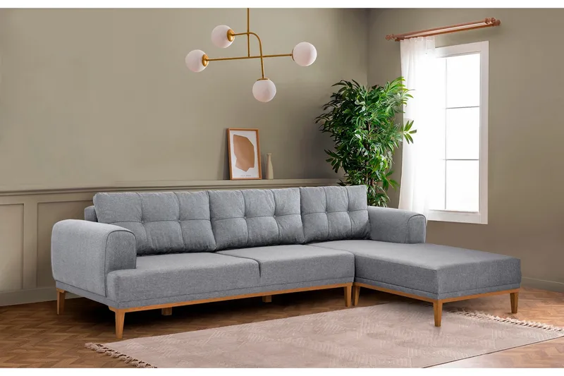 Valsot 4-sits Soffa med Divan - Grå - Möbler - Soffa - Divansoffor & schäslongsoffa