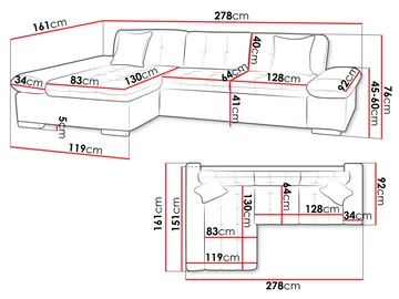 Vananda 3-sits Bäddsoffa med divan och förvaring - Möbler - Soffa - Hörnsoffa