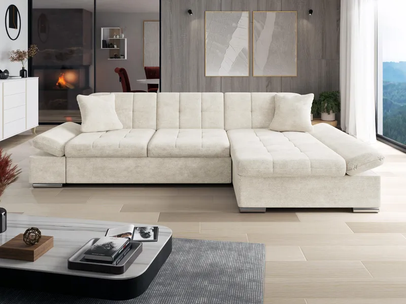 Vananda 3-sits Soffa med divan höger och förvaring - beige - Möbler - Soffa - Divansoffor & schäslongsoffa
