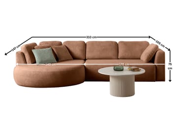 Venezia Hörnsoffa 310x75x105 cm - Mink - Möbler - Soffa - Hörnsoffa