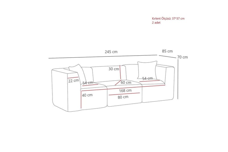 Veyno Soffa 3-sits - Orange - Möbler - Soffa - 3 sits soffa
