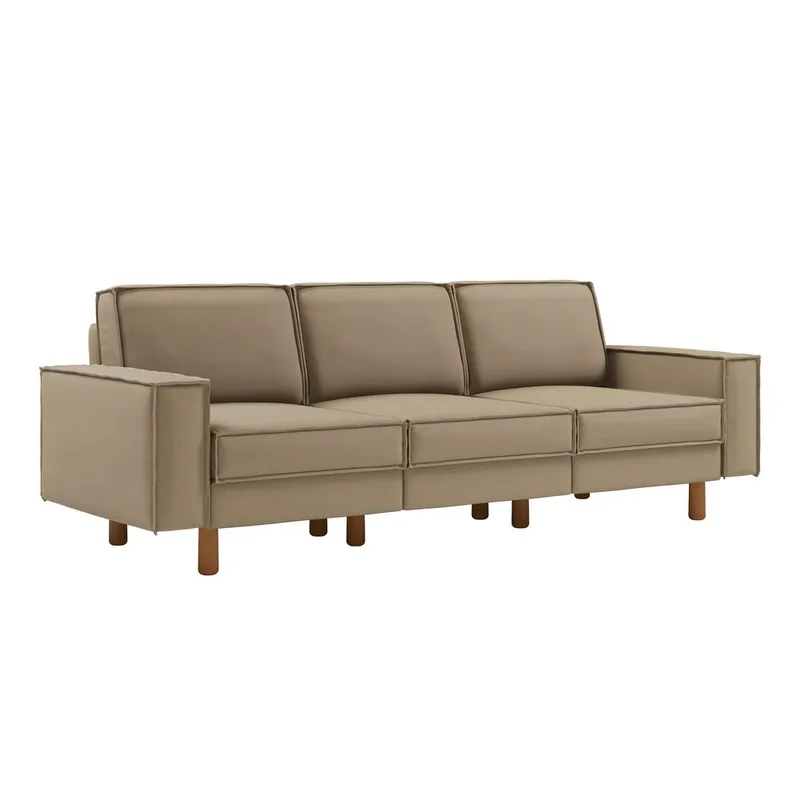 Vilsa 3-sits Mjuk Djup Soffa i Linne, Beige|Brun