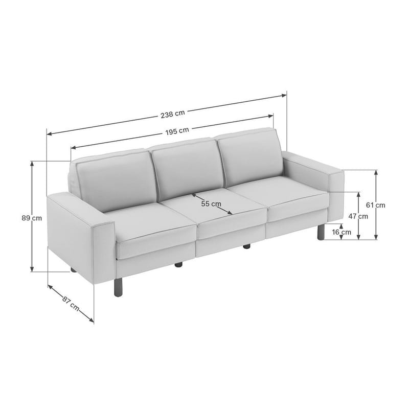 Vilsa 3-sits Mjuk Djup Soffa i Linne - Beige|Brun - Möbler - Soffa - 3 sits soffa