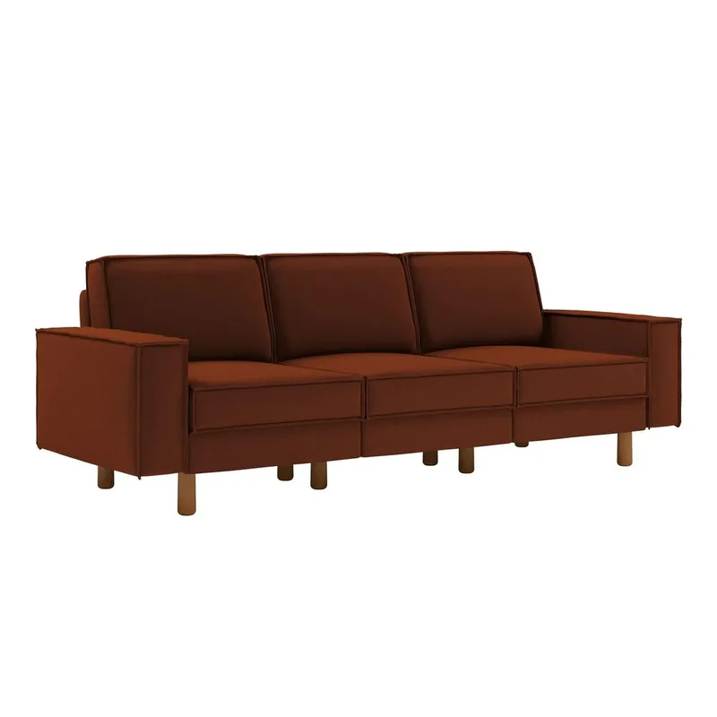 Vilsa 3-sits Mjuk Djup Soffa i Tyg, Rostbrun