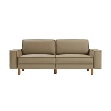 Vilsa 3-sits Mjuk Djup Soffa med Kantsydd Boxig i Linne - Mullvadsbeige - Möbler - Soffa - 3 sits soffa