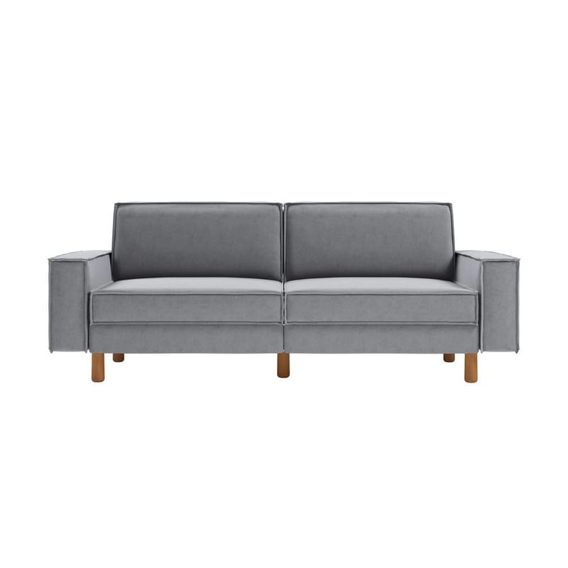 Vilsa 3-sits Mjuk Djup Soffa med Kantsydd Boxig i Tyg - Ljusgrå - Möbler - Soffa - Sammetssoffa