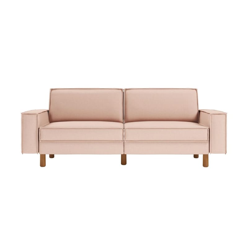 Vilsa 3-sits Mjuk Djup Soffa med Kantsydd Boxig i Tyg - Ljusrosa - Möbler - Soffa - Sammetssoffa