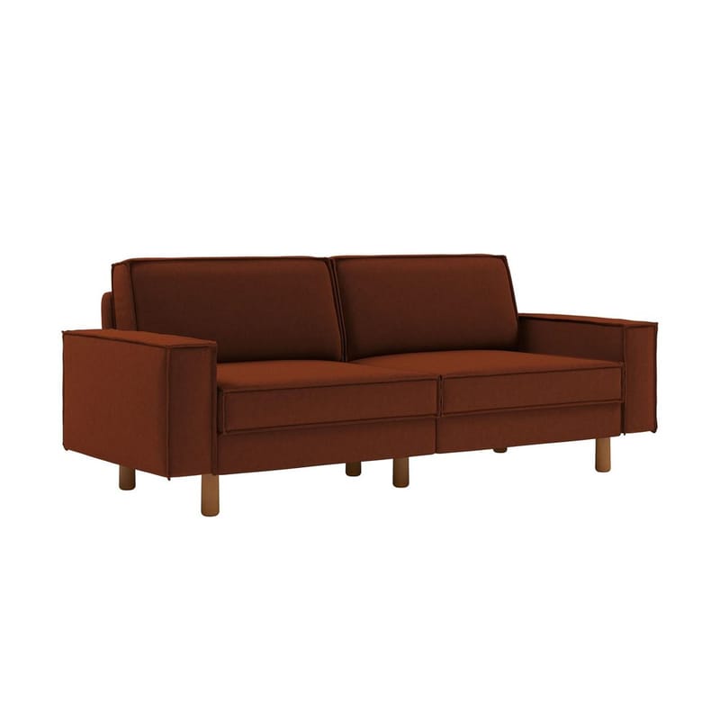 Vilsa 3-sits Mjuk Djup Soffa med Kantsydd Boxig i Tyg, Rost