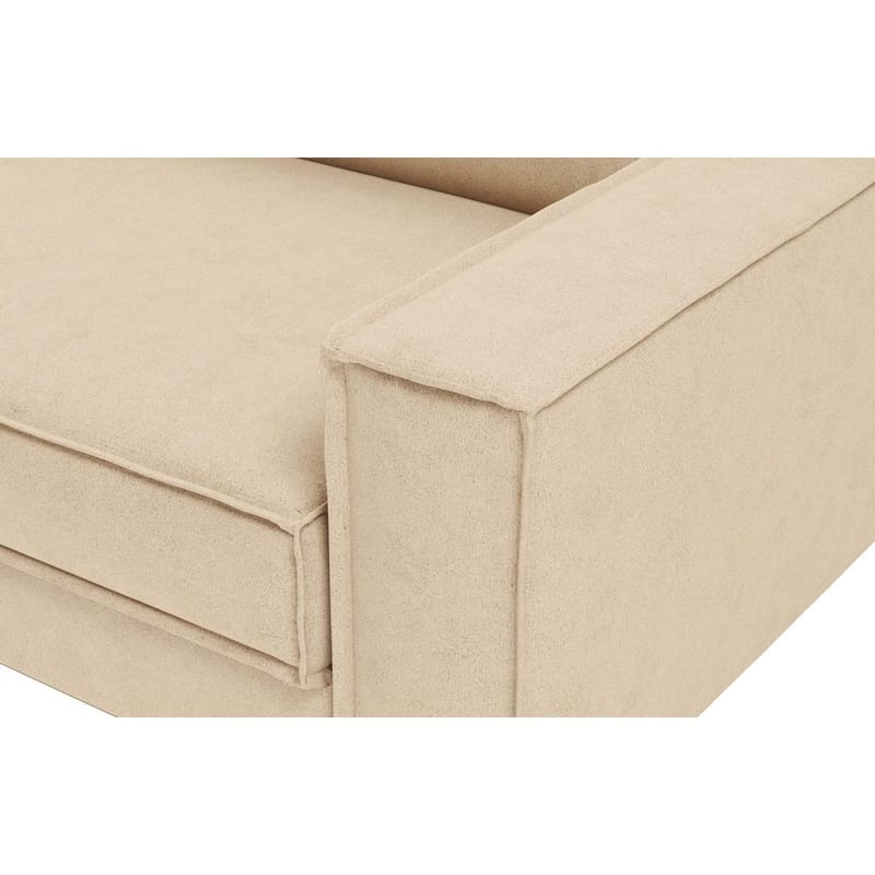Vilsa 3-sits Mjuk Djup Soffa med Kantsydd Boxig i Tyg - Sandbeige - Möbler - Soffa - Sammetssoffa