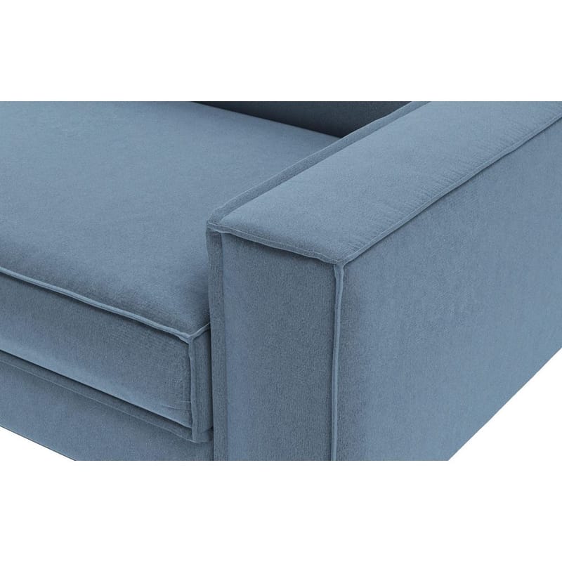 Vilsa 3-sits Mjuk Djup Soffa med Kantsydd Boxig i Tyg - Stålblå - Möbler - Soffa - Sammetssoffa