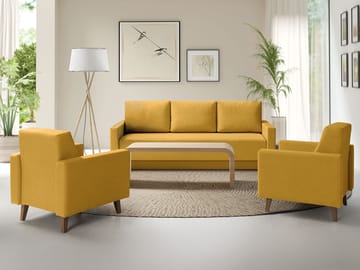 Waldsten Soffgrupp - 3-sits Bäddsoffa + 2 Fåtöljer - gul - Möbler - Soffa - Soffgrupp