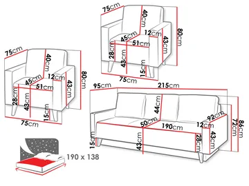 Waldsten Soffgrupp - 3-sits Bäddsoffa + 2 Fåtöljer - gul - Möbler - Soffa - Soffgrupp