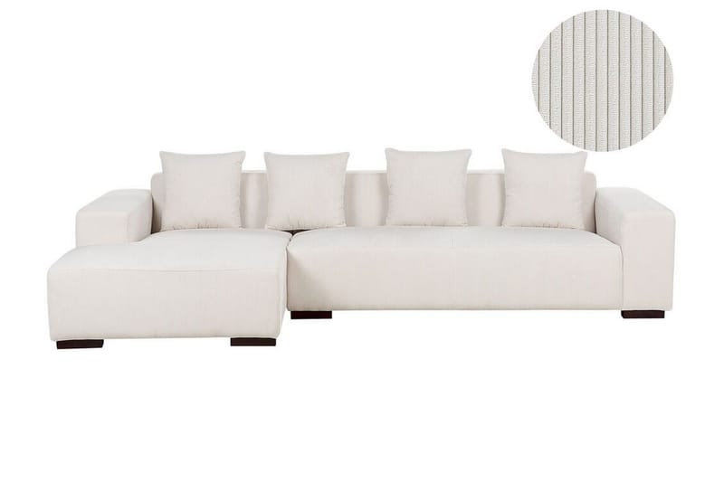 Westerfeld 4-sits Vänster L-formad Hörnsoffa 285 cm i Manchestertyg - Vit - Möbler - Soffa - Divansoffor & schäslongsoffa