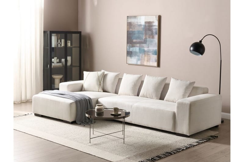 Westerfeld 4-sits Vänster L-formad Hörnsoffa 285 cm i Manchestertyg - Vit - Möbler - Soffa - Divansoffor & schäslongsoffa