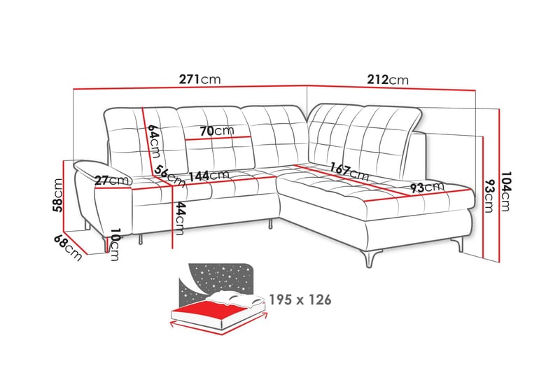 Widald Bäddsoffa med Schäslong 3-sits - Beige - Möbler - Soffa - Bäddsoffa