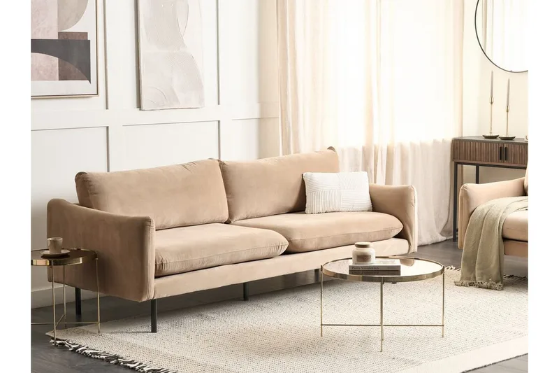 Woodal Soffa 3-sits - Beige/Svart - Möbler - Soffa - Sammetssoffa