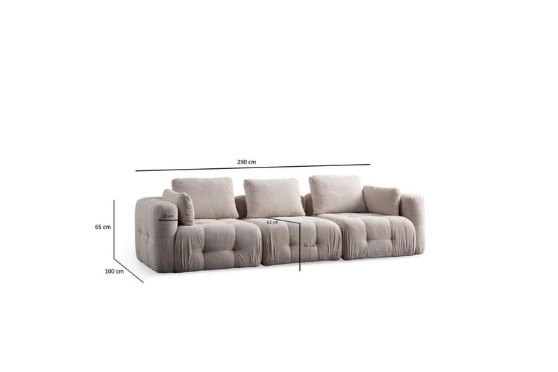 Yvara Soffa 3-sits - Beige - Möbler - Soffa - Modulsoffor - Komplett modulsoffa