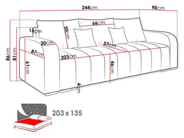 Zulueta 3-sits Bäddsoffa - grå - Möbler - Soffa - Bäddsoffa