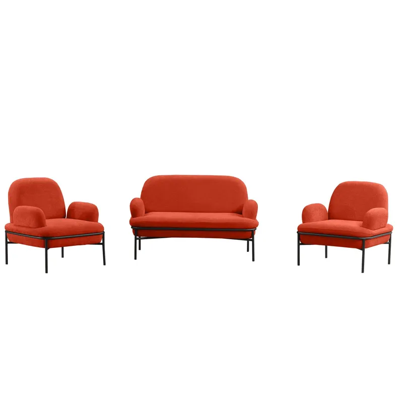 Zyricus Soffgrupp 2-sits Soffa + 2 Fåtöljer Teddy, Tegelröd