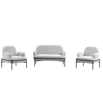 Zyricus Soffgrupp 2-sits Soffa + 2 Fåtöljer Teddy - Vit - Möbler - Soffa - Soffgrupp