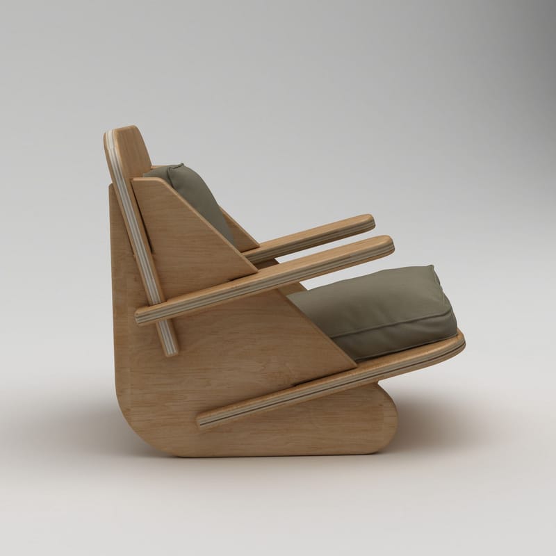 Öronlappsfåtölj Homitis Stylish (55 x 60 x 55 cm) naturträ khaki - Naturligt trä och khaki - Möbler - Stolar & fåtöljer - Fåtölj