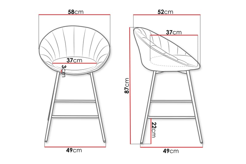 Aikka Barstol 87 cm - Grå - Möbler - Stolar & fåtöljer - Barstol & barpall